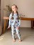 Buz Mavisi Stitch Desen Fitilli Kız Çocuk Pijama Takım 2
