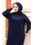 Yakası Fermuarlı Triko Elbise 2441-06 Lacivert 3