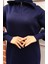 Yakası Fermuarlı Triko Elbise 2441-06 Lacivert 4