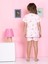 Kedicik Desenli Fitilli Kumaş Pembe Şortlu Pijama Takımı 4