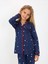 Kalp Desen Lacivert Düğmeli Kız Çocuk Pijama Takım 3