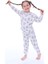 Mavi Çiçek Desenli Krem Çocuk Pijama Takımı 2