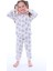 Mavi Çiçek Desenli Krem Çocuk Pijama Takımı 4