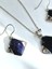Gümüş Lapis Lazuli Taşlı Kare Tasarım Kolye Küpe Kadın Set Doğum Günü Hediye 5