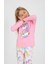 Kız Çocuk Uzun Kollu %100 Pamuklu Pijama Takımı Happines Koyu Pembe 2