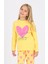 Kız Çocuk Uzun Kollu %100 Pamuklu Pijama Takımı Happy Heart Sarı 1