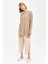 Bisiklet Yaka Örme Basic Tunik Bej 5