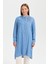 Büyük Beden Nakış Detaylı Tencel Tunik Buz 1