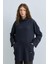Cep Detaylı Oversize Tunik Indigo 2