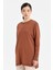 Kolları Büzgülü Düğme Detaylı Rayon Triko Tunik Kahve 4