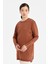 Kolları Büzgülü Düğme Detaylı Rayon Triko Tunik Kahve 5