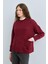 Cep Detaylı Oversize Triko Tunik Bordo 2