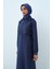 Ince Kapitone Kemer Toka Detaylı Pardesü Lacivert 3