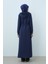 Ince Kapitone Kemer Toka Detaylı Pardesü Lacivert 4