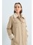 Kürk Astarlı Gabardin Kaban Bej 4