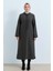 Büyük Beden Bağcık Detaylı Manto Füme 1