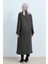 Büyük Beden Bağcık Detaylı Manto Füme 4