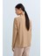 Dik Yaka Basic Örme Bluz Camel 4