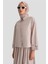Plise Etekli Çizgili Takım 24K6851 Camel 3