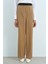Beli Lastikli Ütü Izli Bol Paça Pantolon Camel 1