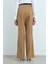 Beli Lastikli Ütü Izli Bol Paça Pantolon Camel 3