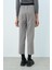 Beli Lastikli Pili Detaylı Havuç Pantolon Gri 4