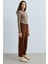 Beli Bağcıklı Gabardin Havuç Pantolon Kahve 3