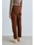 Beli Bağcıklı Gabardin Havuç Pantolon Kahve 4