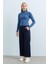 Arka Beli Lastikli Bol Denim Pantolon Indigo 1
