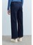 Arka Beli Lastikli Bol Denim Pantolon Indigo 4