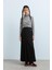 Pileli Düğme Detaylı Etek Siyah 1