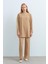 Omuzları Çıt Çıt Detaylı Pantolon Tunik Takım Camel 1