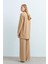 Omuzları Çıt Çıt Detaylı Pantolon Tunik Takım Camel 4
