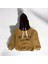 Kahverengi Sloganlı Unisex Çocuk Kapüşonlu Polar Peluş Altüst Taytlı Takım 3
