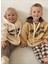Kahverengi Sloganlı Unisex Çocuk Kapüşonlu Polar Peluş Altüst Taytlı Takım 4
