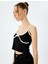 Dikiş Detaylı Fiyonklu Slim Fit Askılı Crop Üst 1