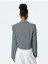 Uzun Kollu Düğmeli Kruvaze Yaka Crop Blazer Ceket 4