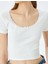 Fiyonklu Crop U Yaka Slim Fit Kısa Kollu Tişört 5