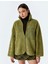 Dik Yaka Fermuarlı Cep Detaylı Peluş Oversize Sweatshirt 3