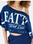 Asimetrik Yaka Kolej Baskılı Oversize Kısa Kollu Crop Tişört 5