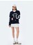 Kolej Baskılı V Yaka Uzun Kollu Oversize Sweatshirt 1