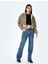 Leopar Desenli Kapüşonlu Fermuarlı Crop Sweatshirt 2