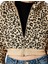 Leopar Desenli Kapüşonlu Fermuarlı Crop Sweatshirt 5