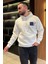 Baskılı Üç Iplik Şardonlu Erkek Kapüşonlu Sweatshirt 3