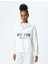 Üç Iplik Uzun Kollu Yarım Fermuarlı Dik Yaka Baskılı Sweatshirt 3