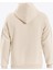 Ocen Heart Baskılı Kapüşonlu Içi Yumuşak Polarlı Oversize Sweatshirt - Bej 2