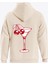 Cherry Cocktail Baskılı Kapüşonlu Içi Yumuşak Polarlı Oversize Sweatshirt - Bej 1