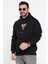 Üç Iplik Şardonlu Kapüşonlu Kartal Baskılı Erkek Sweatshirt 2