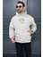 Üç Iplik Şardonlu Kapüşonlu Kartal Baskılı Erkek Sweatshirt 3