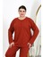 Kadın Büyük Beden Uzun Kol Penye Pijama Takımı Kiremit 202501 5